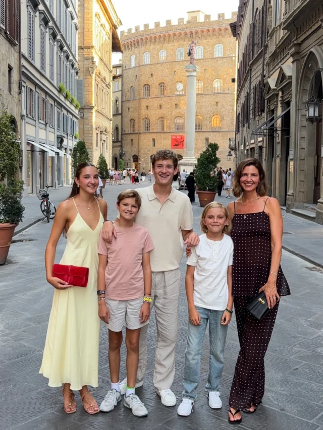 Ciao, Firenze. You are just as magical as I remember.

28 years ago, I was a 19 year old girl studying abroad here (the last photo is of me and the kids in front of my old apartment), and every time I come back here it reminds of who I once was.  Young, wide eyed, passionate, filled with so much confidence (probably too much). With so many dreams and goals.  Ready to take over Florence, and life. And somewhere along the past two decades, that part of me got a little lost.

As women, and especially as mothers, it can be so easy to loose a sense of our true selves.  Who we once were before all the responsibilities and demands.  But in reality, that same woman who once had so much vitality, passion and zest for life still lives within all of us.  She just needs a little dusting off every once in a while and someone (or someplace) to remind of of who we really are. 

Grateful to share this special city with my kids, and to be dusted off…..

🤍 comment “ITALY” and I’ll send you everything I’ve been loving and wearing in Italy.  And a full breakdown of where we ate, stayed and did….when we get back home.

See you soon, Positano ❤️